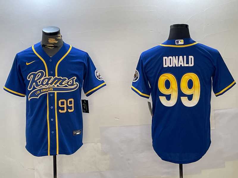 Mens Los Angeles Rams #99 Royal Cool Base Stitched Baseball Jersey